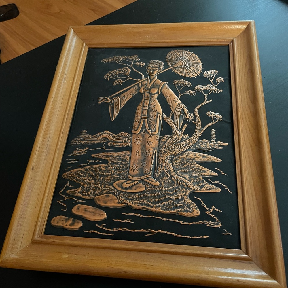 Beautiful Asian 3D Copper Framed Wall Art